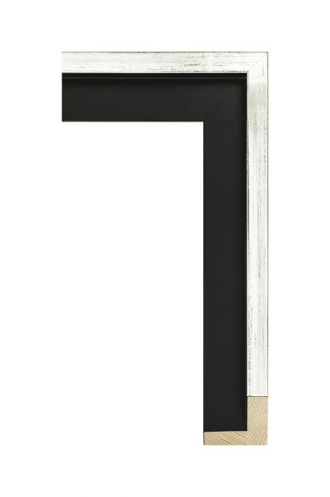 Houten lijst - AVANT II - Witgoud op zwart baklijst 46 mm breed