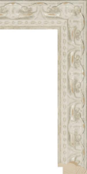 Houten lijst - L- SEVILLA - White ornament smallt breed 49 mm