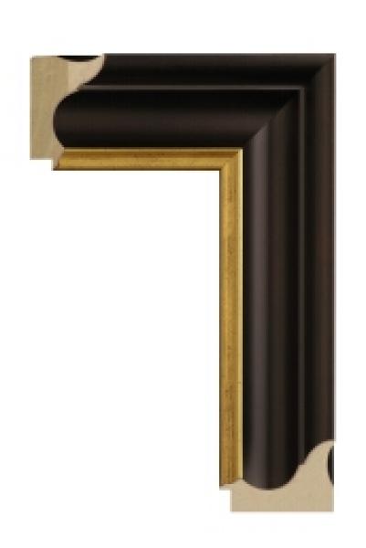 Houten lijst - - ACADEMIE - Black with gold breed 76 mm