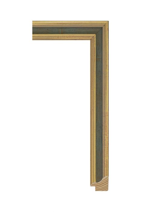 Houten lijst - METRO - Groenblauw met goud 30 mm breed -